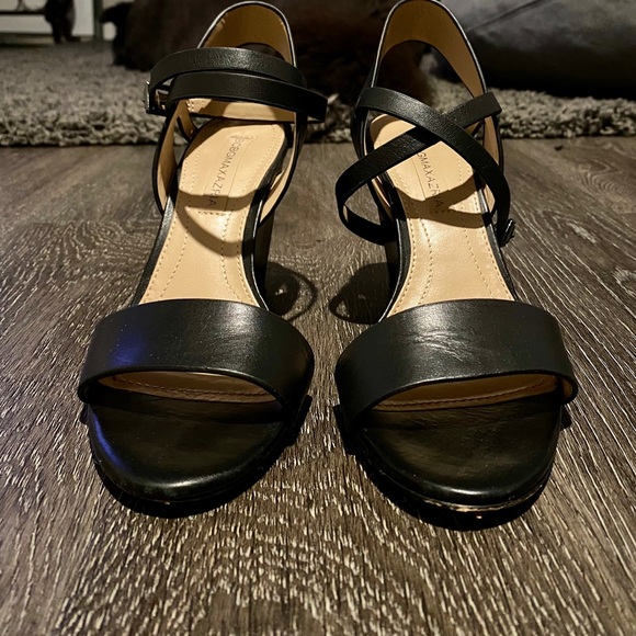 BCBGMAXAZRIA Black Wedge Sandals - Picture 4 of 7